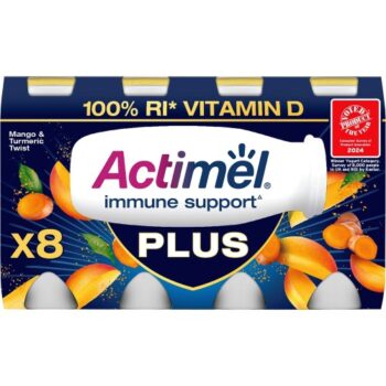 Actimel Plus Mango & Turmeric Twist Yogurt Drink (8 x 100g)