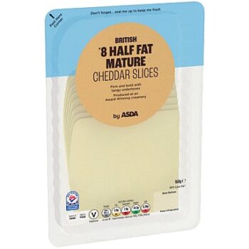 ASDA British 8 Half Fat Mature Cheddar Slices (160g)