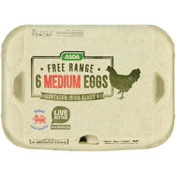 ASDA Free Range 6 Medium Eggs