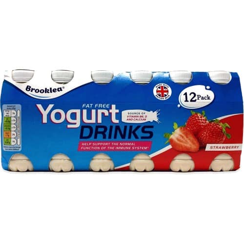 Brooklea Fat Free Immune Support Yogurt Drinks Strawberry (12 x 100g)