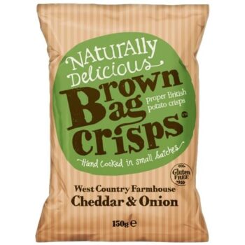 Brown Bag Mature Cheddar and Onion potato crisps (150g)