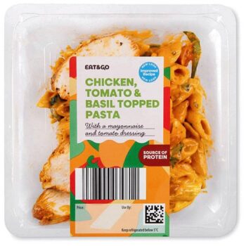 Chicken Tomato & Basil Topped Pasta