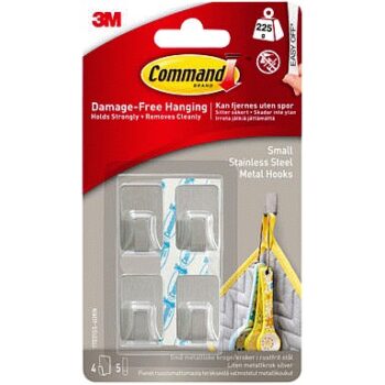 Command Small Stainless Steel Metal Hooks