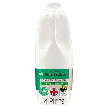 Duchy Organic Semi-Skimmed Milk (4pts, 2.272l)