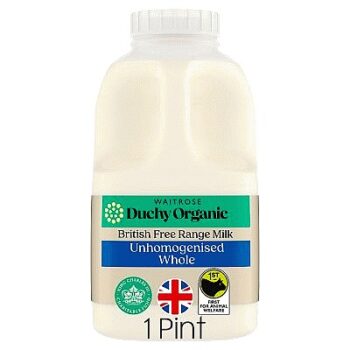 Duchy Organic Unhomogenised Whole Milk (1pt, 568ml)