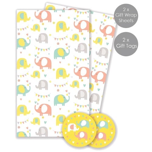 Elephant Fun Gift Wrap Sheets & Tags