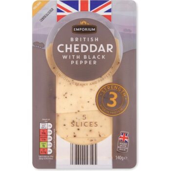 Emporium British Cheddar Slices With Black Pepper (5 x 140g)