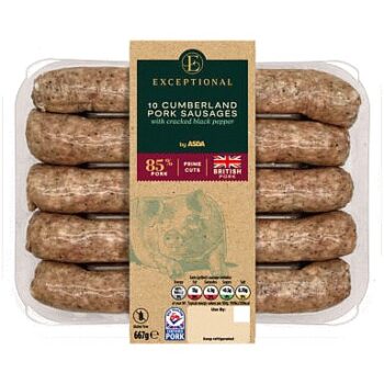 Exceptional by ASDA 10 Cumberland Pork Sausages with Cracked Black Pepper (667g)