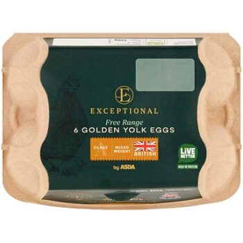 Exceptional by ASDA 6 Free Range Golden Yolk Eggs (328g)