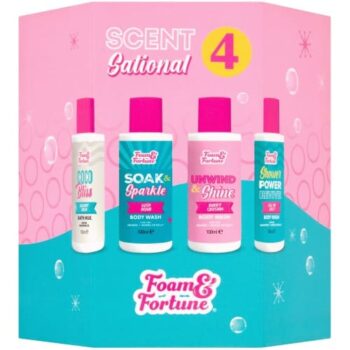 Foam & Fortune scent-sational 4 body wash & bath milk set