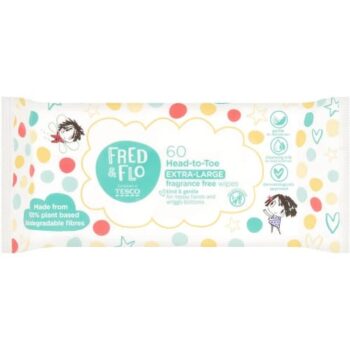 Fred & Flo Head-to-Toe Extra Large Fragrance Free Wipes (60)