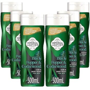 Imperial Leather Black Pepper & Cedarwood Restore 2 in 1 Body Wash Shower Gel Signature Oil Blend Creamy Lather Gentle Skin Care Bulk Buy Pack of (2 x 500ml)