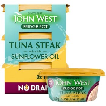 John West No Drain Fridge Pot Tuna Steak with Sunflower Oil (3 x 110g)