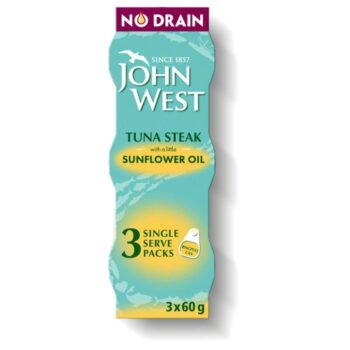 John West No Drain Tuna Steak In Sunflower Oil (3 x 60g)