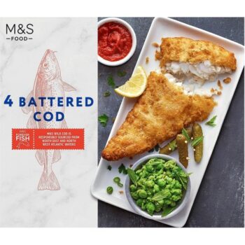 M&S 4 Battered Cod Fillets Frozen