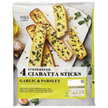 M&S 4 Garlic & Parsley Ciabatta Sticks