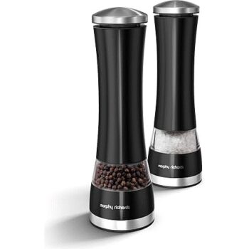 Morphy Richards 974220 Accents Electronic Salt and Pepper Mill Set Stainless Steel Black Standard