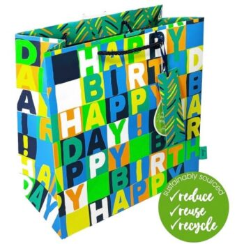 Neon Blue Birthday Medium Gift Bag