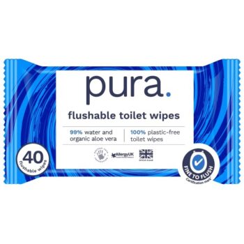 Pura Premium Biodegradable Flushable Toilet Wipes Moist Tissue