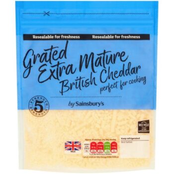 Sainsbury's British Extra Mature Grated Cheddar Cheese (250g)