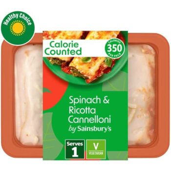 Sainsbury's Calorie Counted Spinach & Ricotta Cannelloni (400g)