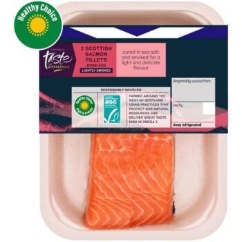 Sainsbury's Skin on ASC lightly Smoked Scottish Salmon Fillets Taste the Difference (2 x 240g)