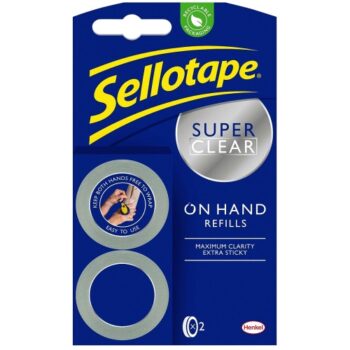Sellotape On-Hand Dispenser Refills Twin Pack Super Clear Tape Rolls