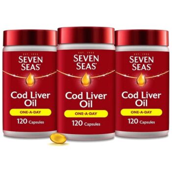 Seven Seas Cod Liver Oil Omega-3 Fish Oil & Vitamin D 120 Capsules Bundle (3)