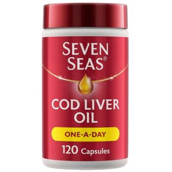 Seven Seas Cod Liver Oil One-A-Day Omega-3 Fish & Vitamin D 120 Capsules 4 Months Supply Caps (525mg)