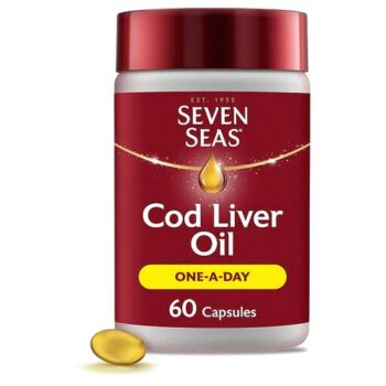 Seven Seas Cod Liver Oil One-A-Day Omega-3 Fish & Vitamin D 60 Capsules 2 Months Supply Caps (500mg)