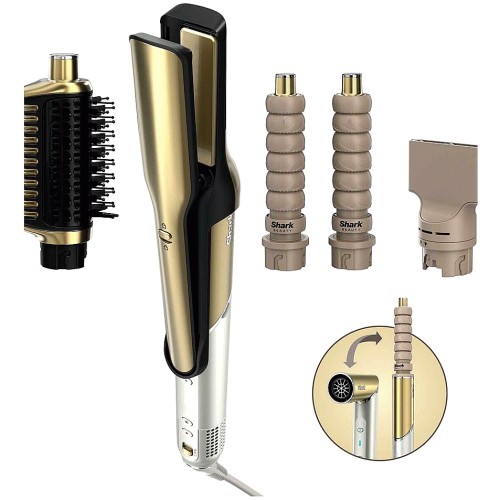 Shark Glam Hot Tool Air Styling + Drying System Gold 4-In-1- For Straight Wavy And Bouncy Styles Hd6041Suk