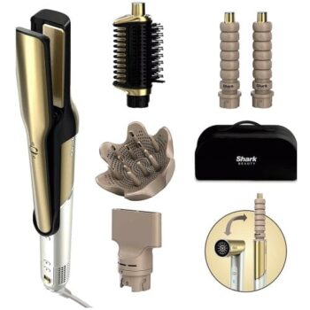 Shark Glam Hot Tool Air Styling + Drying System Gold 5-In-1 For Straight Sleek Wavy And Bouncy Styles Hd6052Suk