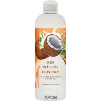 TESCO EXTRACTS HEAVENLY COCONUT & RICE MILK SHOWER GEL (500ml)
