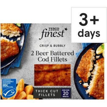 Tesco Finest 2 Beer Battered Cod Fillets (380g)