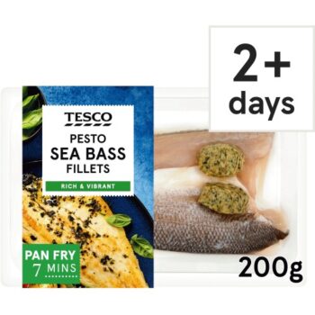 Tesco Pesto Butter Sea Bass Fillets (200g)