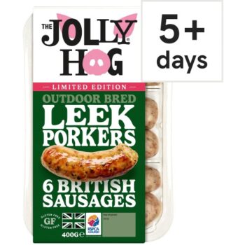 The Jolly Hog Outdoor Bred Leek Porkers 6 British Sausages (6 x 400g)