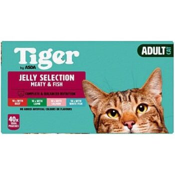 Tiger by ASDA Tiger Jelly Selection Meaty & Fish Adult Cat (40 x 100g, 4kg)