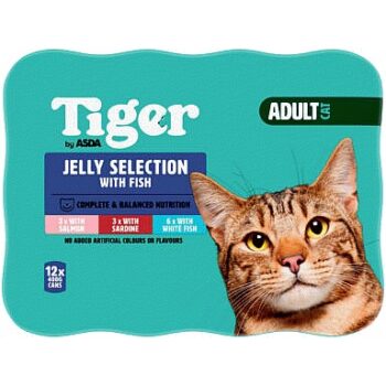 Tiger by ASDA Tiger Jelly Selection with Fish Adult Cat (4.8kg) (12 x 400g)