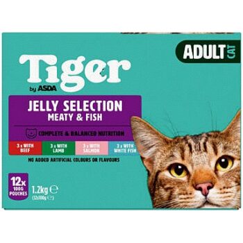 Tiger by ASDA Tiger Meaty & Fish Selection in Jelly 1+ Years (1.2kg) (12 x 100g)