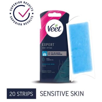Veet Expert Cold Wax Strips Face Sensitive with Almond Oil (20)