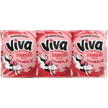 VIVA Strawberry Flavour Milk (3 x 200ml)