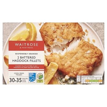 Waitrose 2 Battered Haddock Fillets (300g)