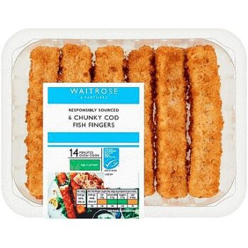 Waitrose 6 Chunky Cod Fish Fingers (330g)