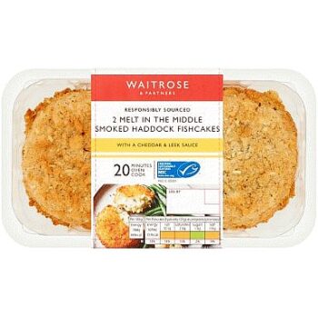 Waitrose Smoked Haddock Fishcakes Cheddar & Leek Sauce (290g)