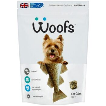 Woofs Cod Cubes Dog Treats 100% Natural MSC Fish (100g)