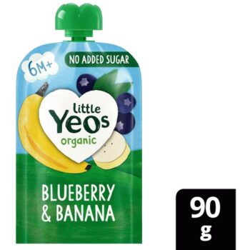 Yeo Valley Little Yeos Organic Blueberry & Banana Yogurt Pouch No Added Sugar Whole Milk 6m+ Smooth (90g)