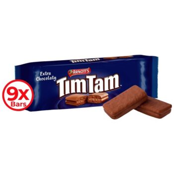 Arnotts Tim Tam Extra Chocolatey Milk Chocolate Flavour Biscuits 9 Bars (200g)
