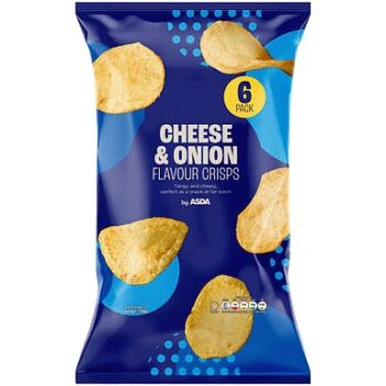 ASDA Cheese & Onion Flavour Crisps (6 x 25g, 150g)