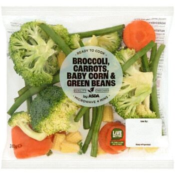 ASDA Crisp & Colourful Broccoli Carrots Baby Corn & Green Beans (240g)