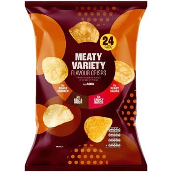 ASDA Meaty Variety Flavour Crisps (24x25g) (600g)